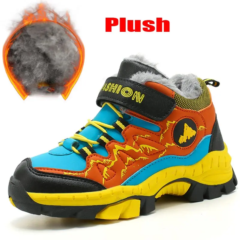 

kids boots for boys winter shoes plush hiking sneakers big boy children warm boots Eur size 31-40