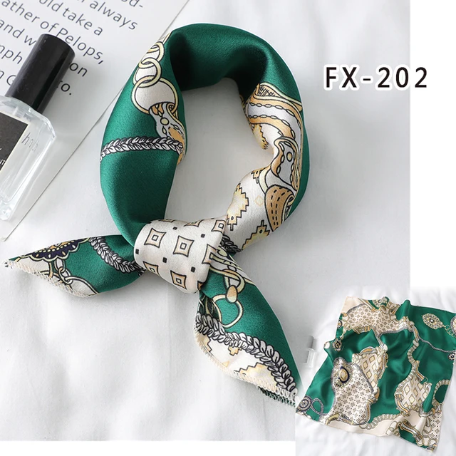 2021 Square Silk Scarf Women Fashion Print Small Neck Scarfs Office Lady Hair Band Foulard Hand Kerchief Female Bandana Shawl FX-202