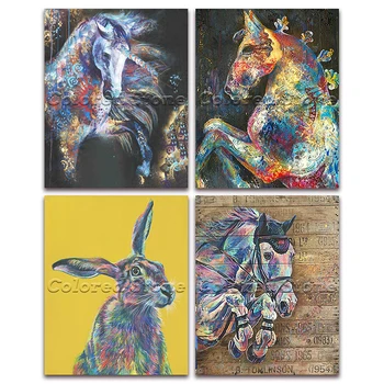 

5D Full Square Diamond painting embroidery Cross stitch Animals Horse rabbit 3D DIY Round Drill Drawing mosaic 318