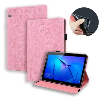 

Fashion Flower Embossed Flip Stand shell Tablet Cover Case for Huawei MediaPad T5 10 10.1 inch Case with Card Slots Capa