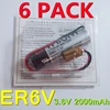 6PCS Genuine Battery ER6V 3.6V 2000mAh PLC Batteries With Brown Plug 1