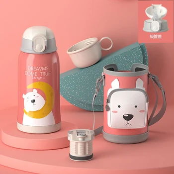 

Kids Cute Animals Thermos Double Layers 304 Stainless Steel Thermos Drinking Water Bottles Children Insulated Cups Portable