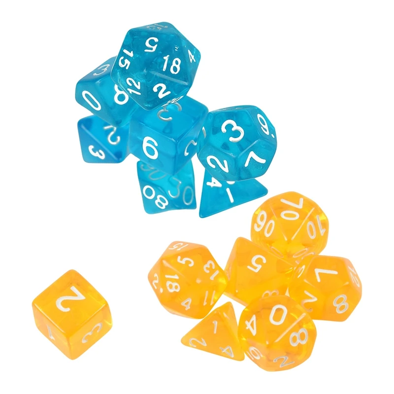 14-кости Двусторонняя D4 D6 D8 D10 D12 D20 MTG магия сбор D прозрачный синий и желтый
