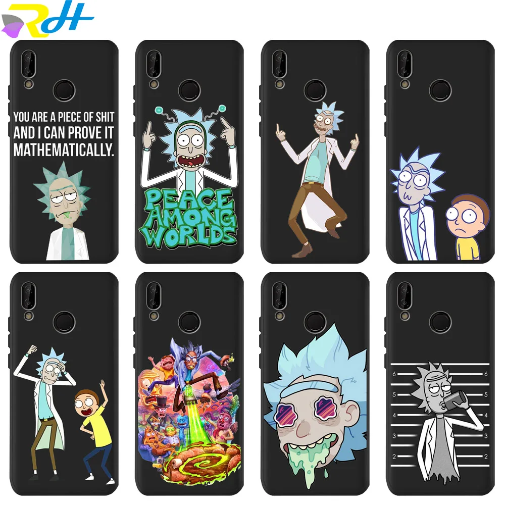 

For funda Huawei P20 lite case Rick and Morty black TPU cases for Huawei P8 lite 2017 Coque Etui for P20 P30 Pro P smart cover