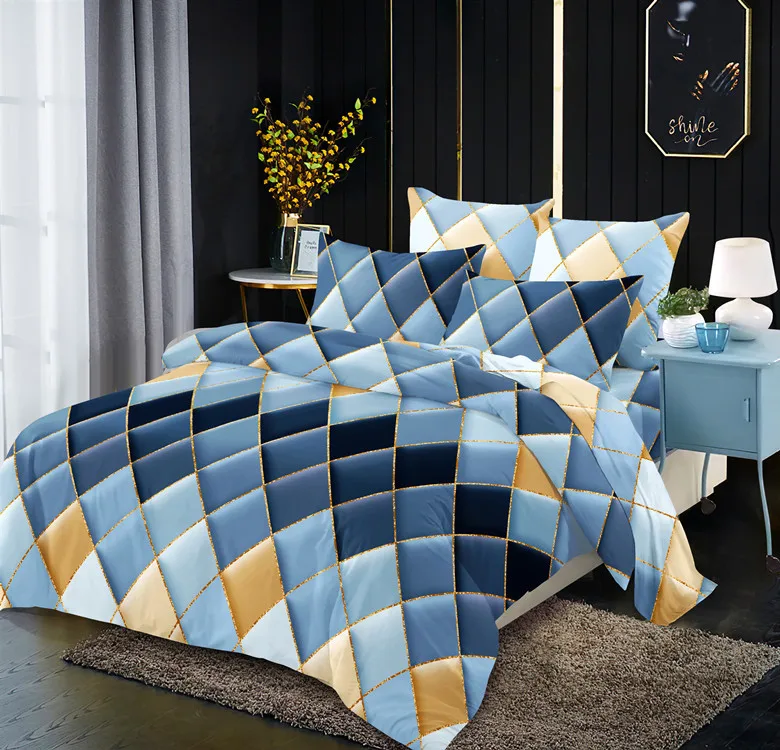 

Design twin 2-3PCs gilt lines bedroom set queen duvet cover without sheets home decor king size bedding set for man and women