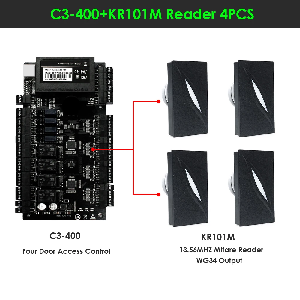위건 도어 액세스 제어 카드 리더 키트 (RFID IC 포함) C3-100 C3-200 C3-400 모델 KR101E KR101M ID 카드 리더 포함
