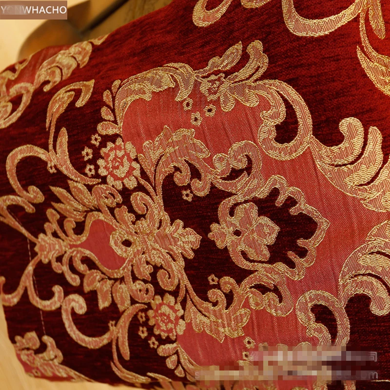 Custom curtain luxury living room noble European embroidered red thick chenille cloth blackout curtain tulle valance drapes B625