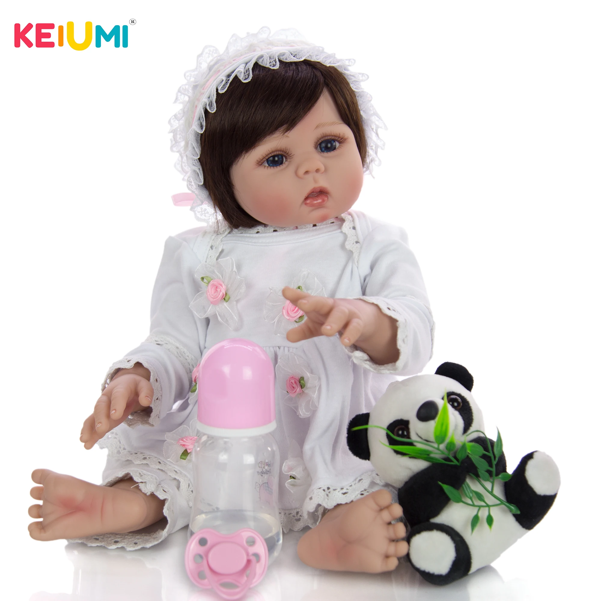 KEIUMI реалистичный прекрасный 18 дюймов 42 см Reborn Baby Cute Girl полный силиконовый корпус Reborn Кукла Малыш Playmate девочка подарок на день рождения