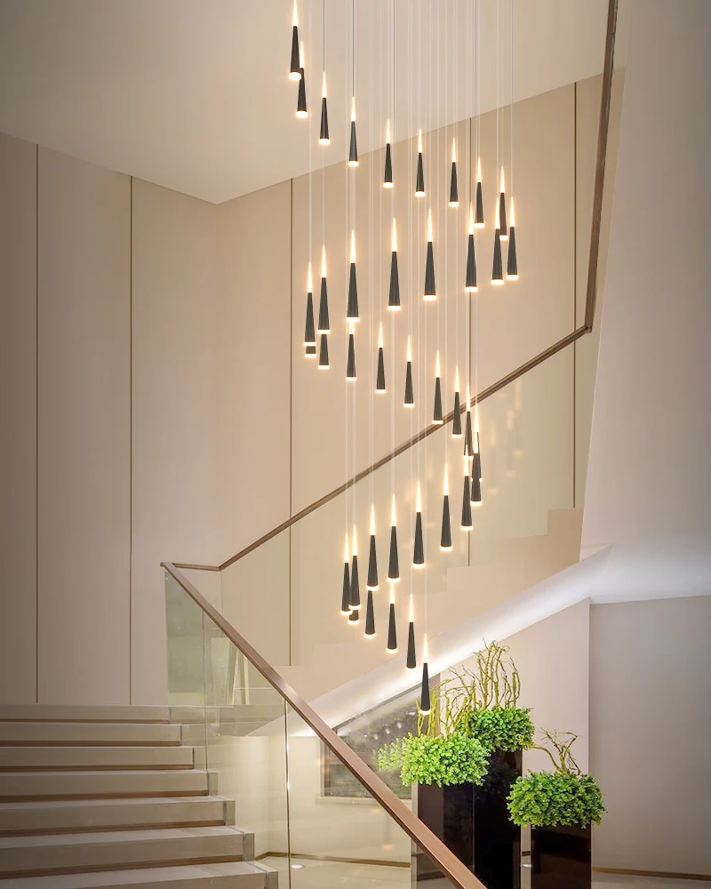 Stairwell long chandelier duplex building living room headlight villa middle floor rotating hotel | Лампы и освещение