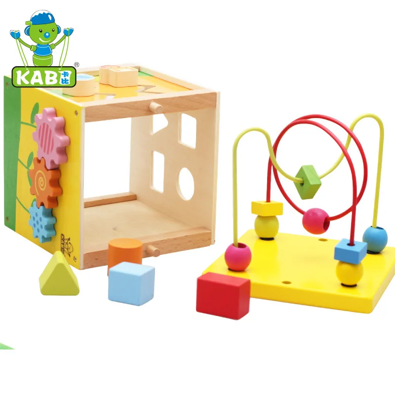 

Wooden Multi-functional Beaded Bracelet Bead-stringing Toy Treasure Chest Wooden Toys Early Childhood Educational Bead-stringing