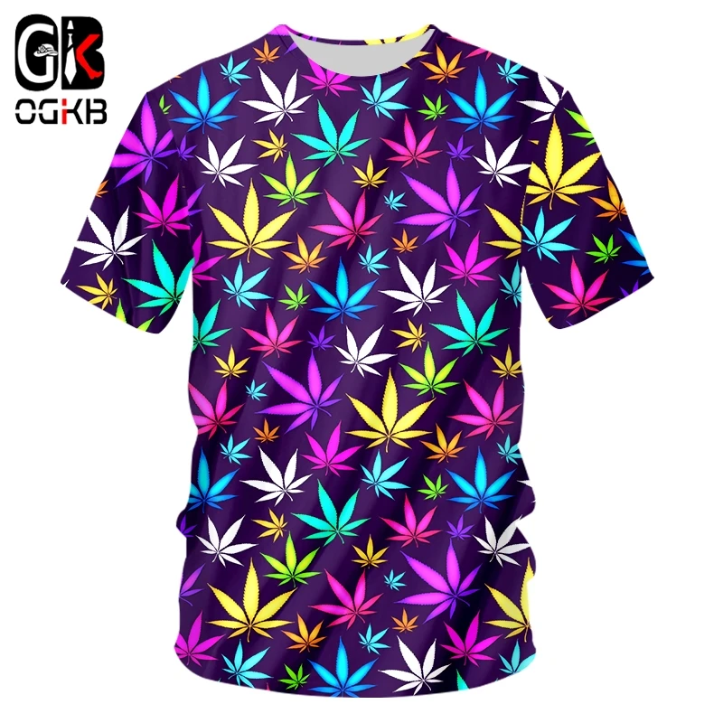 

OGKB Man's TShirts Weeds T Shirt Clover Tshirt Green Leaves Tops T-shirts Clothes Clothing Mens 3d Sexy Tee Shirts Unisex