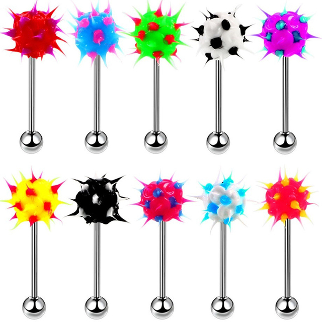 14G Acrylic Tongue Ring Nipple Piercing Barbell Flexible Colorful Bar Ear Cartilage Earring Stud for Women Body Jewelry