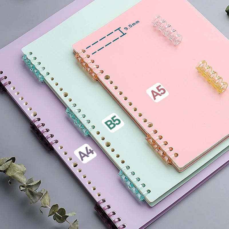 6SHEETS A4 A5 B5 20 Hole Binder Transparent PP Loose leaf Cover Index