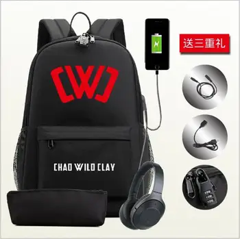 

15 colors Backpack lock anti-theft computer bag Chad wild clayusb charging convenient earphone hole student bag travel bag
