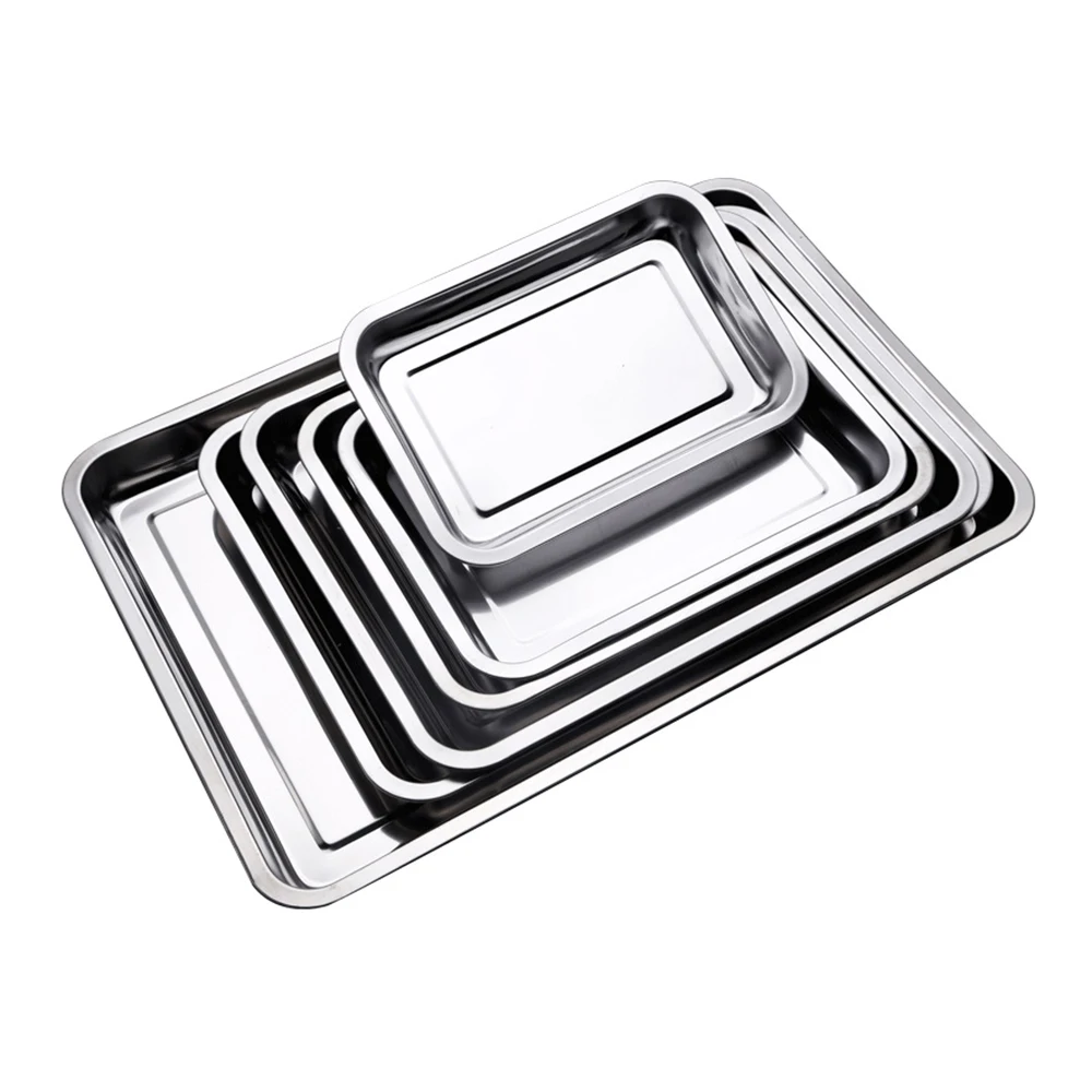 Нержавеющая сталь лотки для хранения квадратная пластина с уплотнением кастрюли прямоугольный поднос барбекю блюда из риса Кухня аксессуары