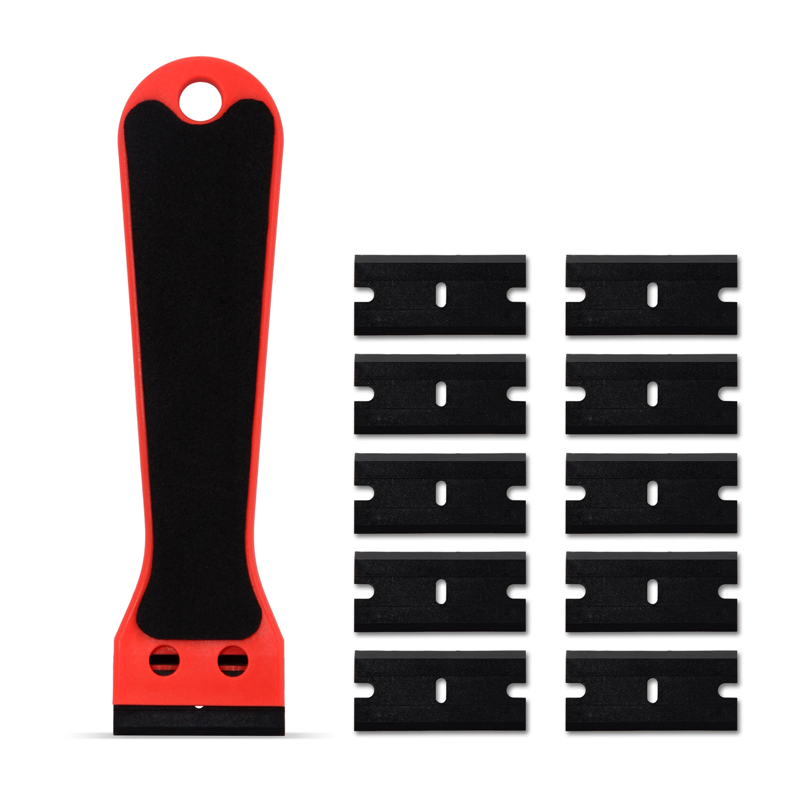 

EHDIS Household Clean Handled Razor Scraper+10pcs Plastic Blade Window Tint Squeegee Vinyl Wrap Carbon Fiber Car Sticker Remover