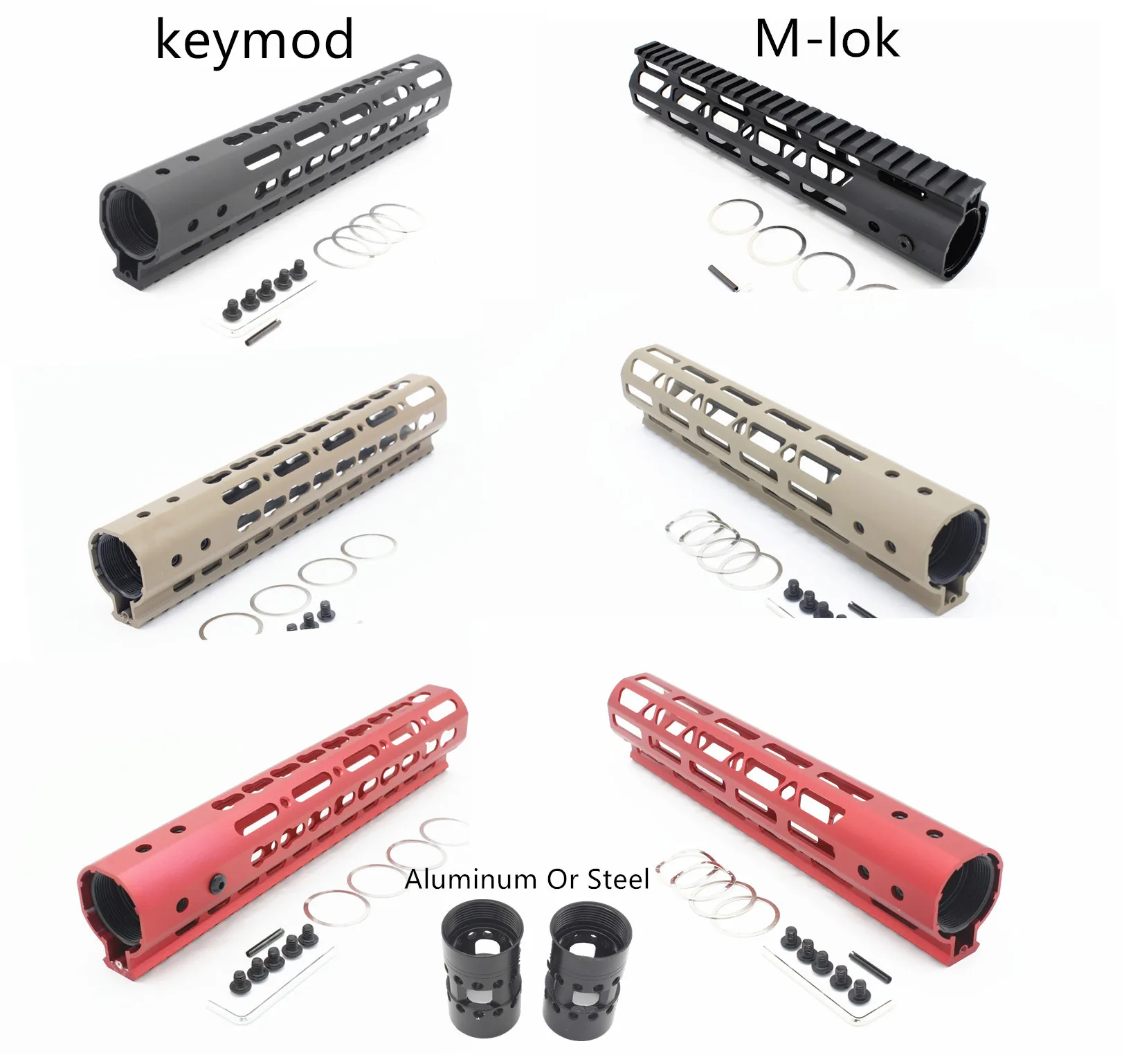 3 цвета 10 дюймов Keymod Mlok Handguard Rail Free Float Picatinny система крепления с алюминиевой/стальной гайкой