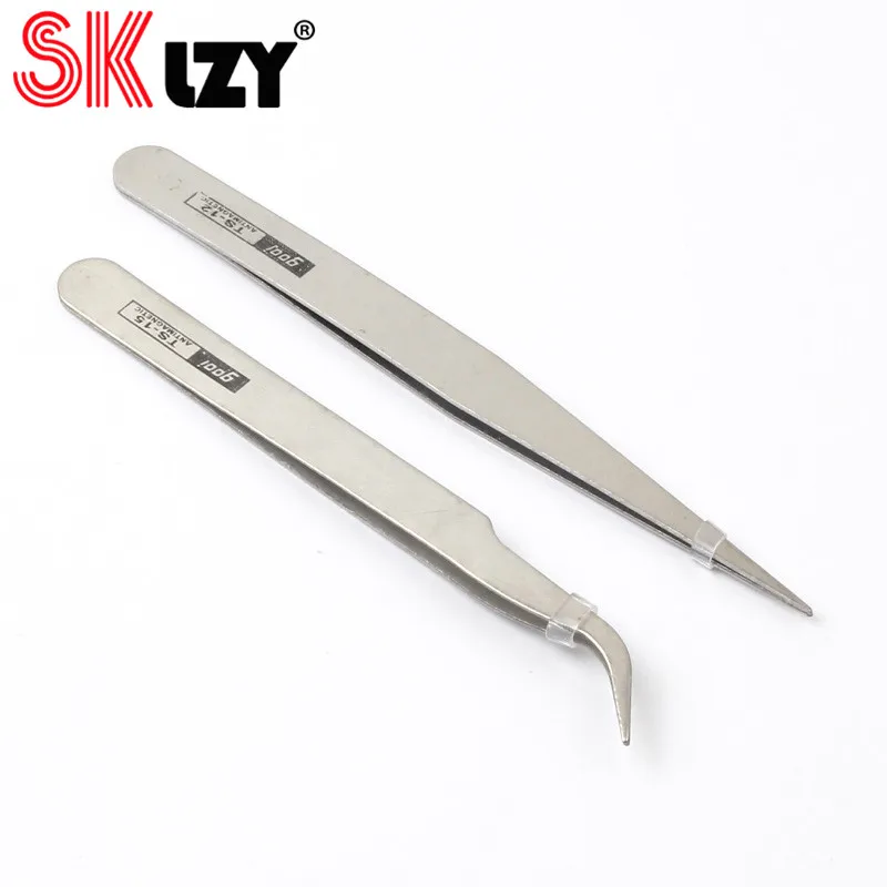 

1pcs Quality Jewerly Tools Anti-Static Tweezers Bend Long nose Cross Tweezers For intersperse Beaded Jewelry Accessories Tools