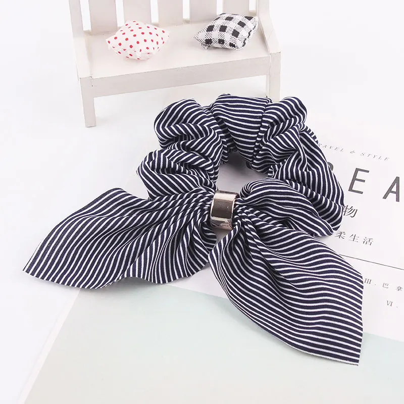 hair clips for thick hair Fashion Printing Hair Accessories Scarf Ribbons Scrunchie For Women Elegant Bow Tie Ponytail Holder Girl Elastic Hair Bands black head scarf