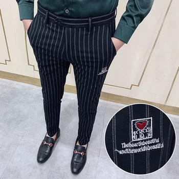 

Men's Spring Suit Pants 2020 Autumn Boutique Black Striped Suit Pants Casual Business Formal Pants Office Formal Workwear