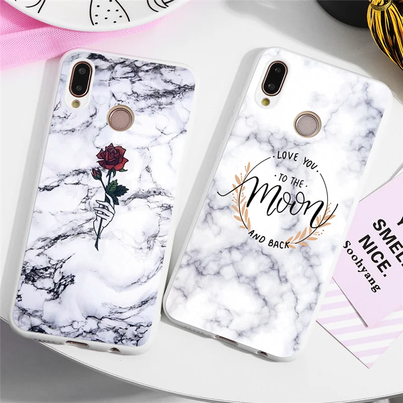 Мраморные цветы Fundas для Huawei Y5 Y6 Y7 Y9 2018 2019 Honor 9X Pro 8A 8X 7A 9 10 20 Lite 10i 20i Play силиконовый