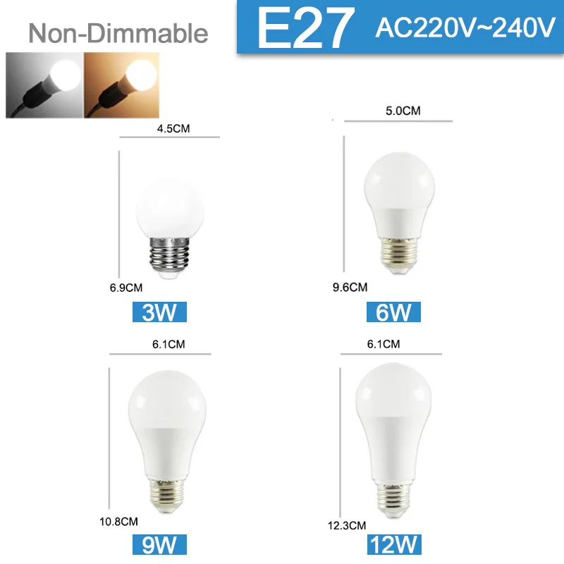 E27 E14 Светодиодный лампа светодиодный светильник 3 Вт, 6 Вт, 9 Вт, 12 Вт 16 Вт AC 220V 240V SMD2835Corn лампа светодиодный лампада Bombilla ампулы для домашнего украшения - Испускаемый цвет: E27 LED Bulb