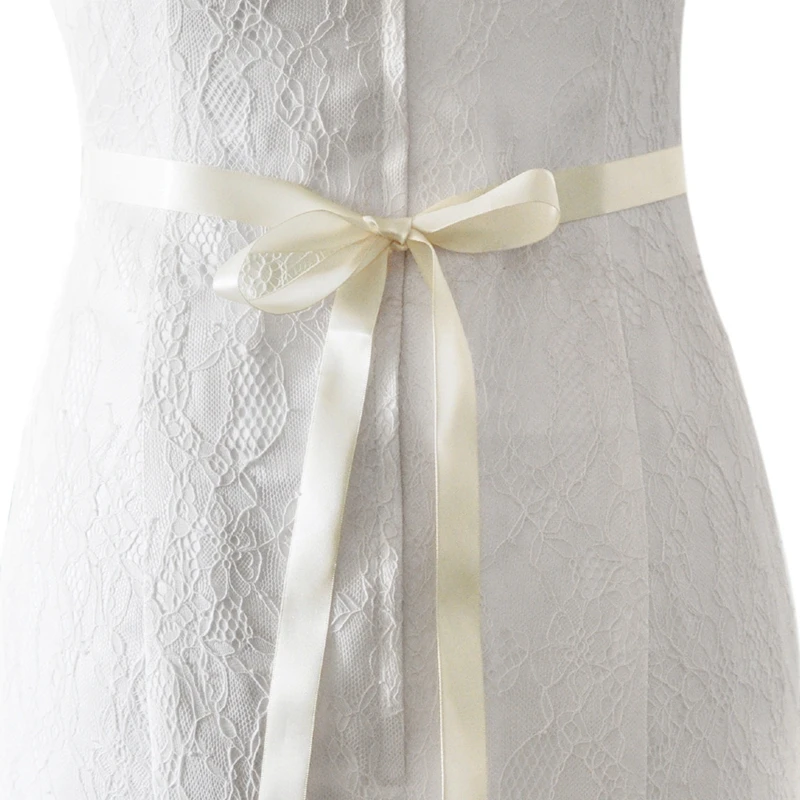Noble Women Belt For Dress Crystal Belt With Ribbon Sash Glitter Belt For Wedding Bride Rhinestone Belt For Girl Party Dress Up - Color: ivory