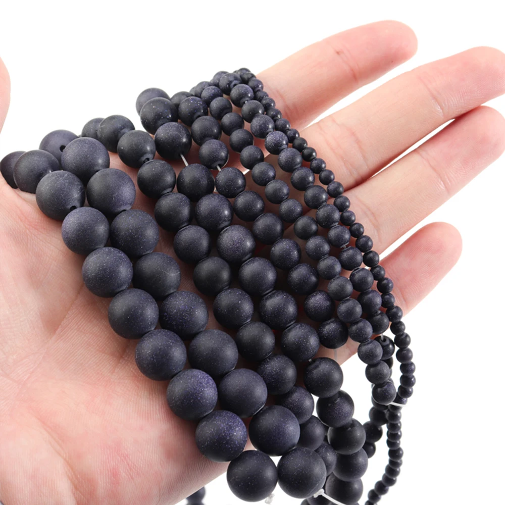 

Free Shipping Natural Dim Matte Blue SandStone Round Loose Beads 15" Strand 4 6 8 10 12 MM Pick Size For Jewelry Bracelet Making