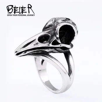 

BEIER 316L stainless steel ring Nordic Viking amulet raven head pagan Odin rune fashion Scandinavian men jewelry BR8-199