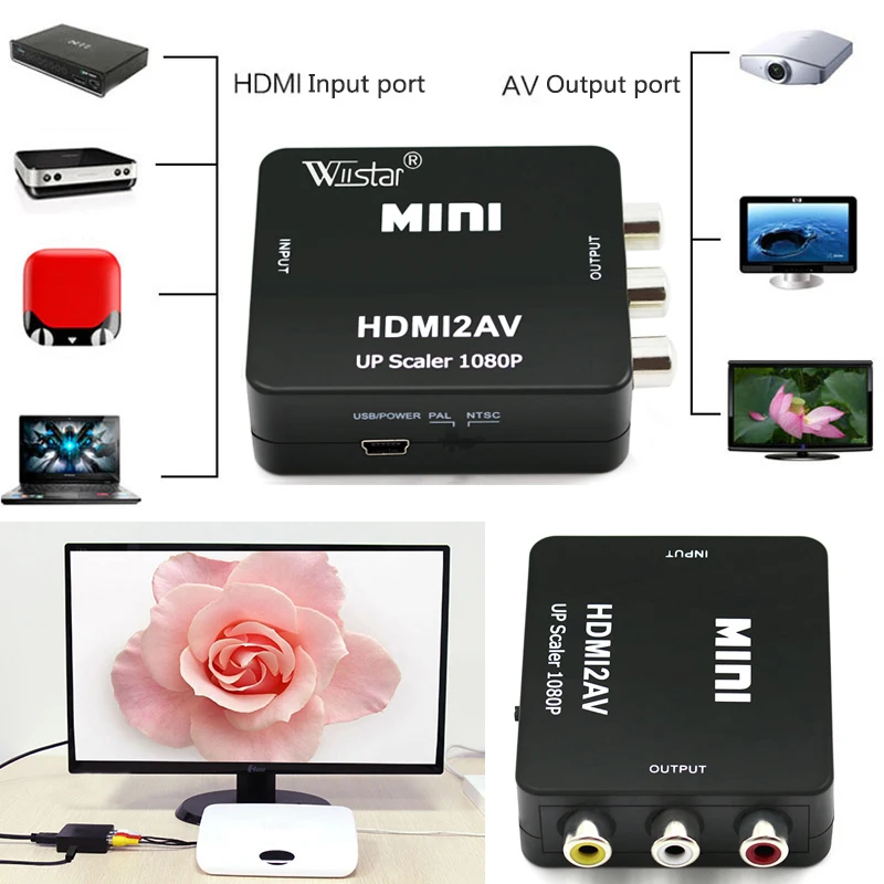 HDMI To RCA ̴ Ʈ 1080P   AV CVBS  , TV 