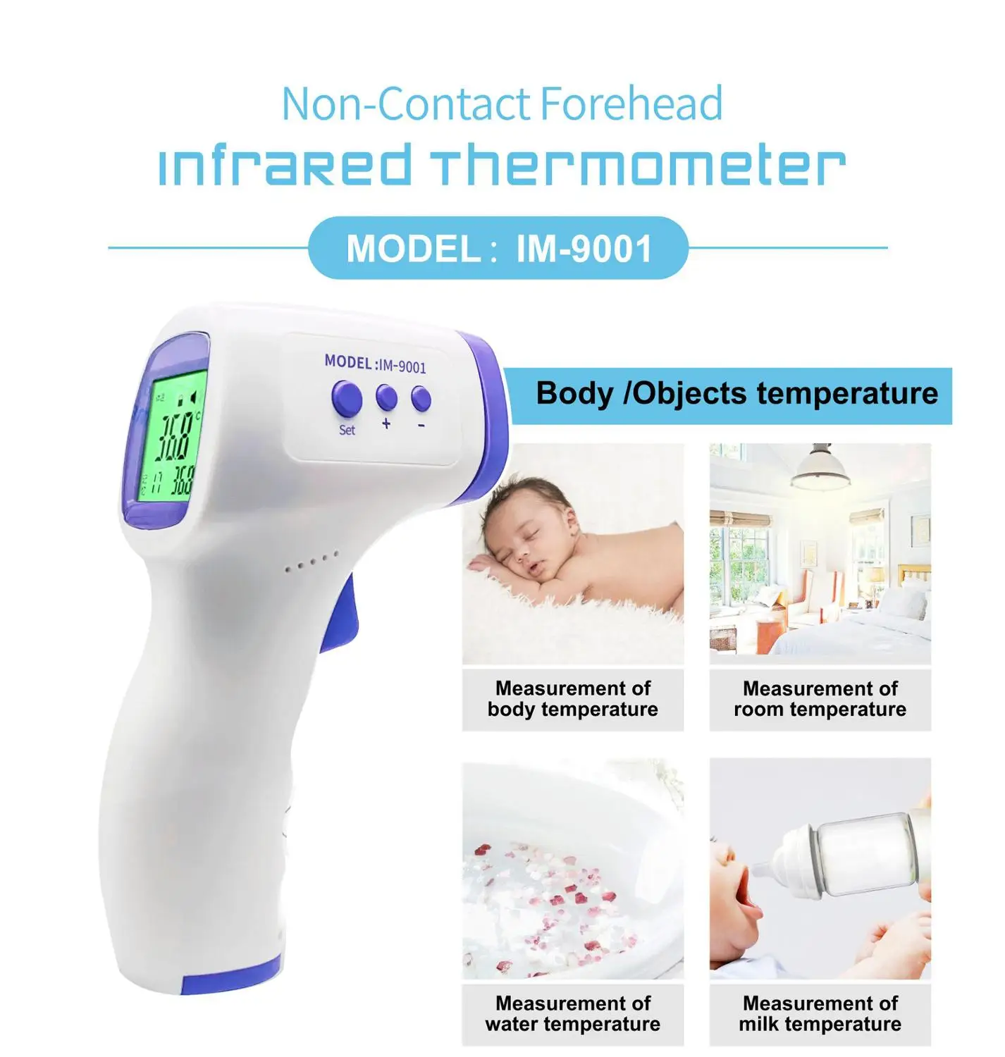 

ABAY Baby Adult Electronic Digital Non-Contact Infrared Thermometer Ear Temperature Gun One Second Read Forehead Measurement