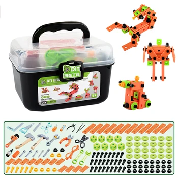 

73pcs /144Pcs Children Pretend Play Set Educational Construction Engineering Learning Repair Tool Toys with Storage Container