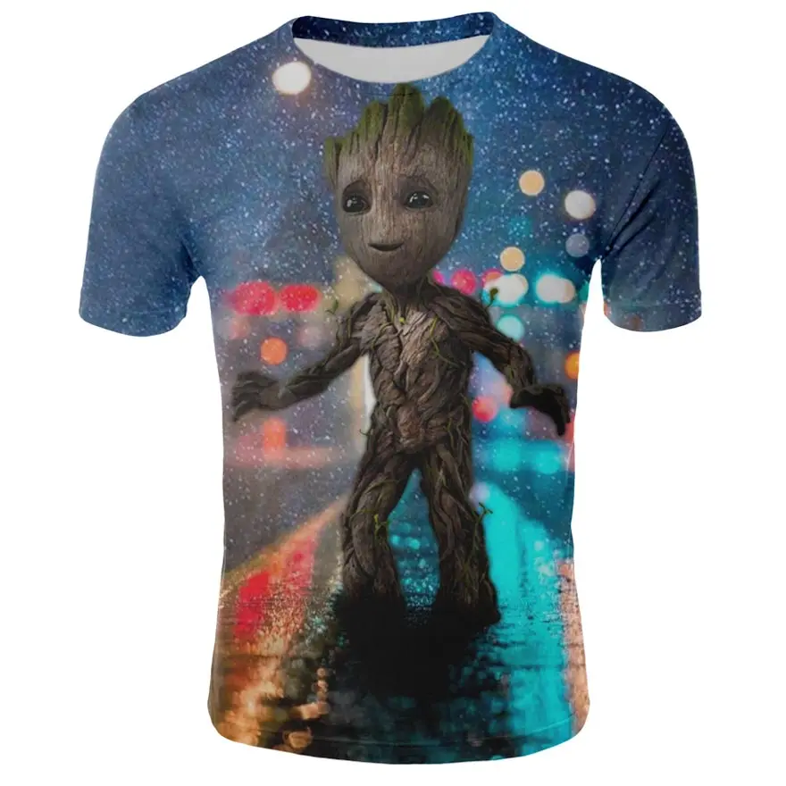 Groot T-Shirt Summer New Men 3D Printing and Women Casual Round Neck Galaxy Guard | Мужская одежда