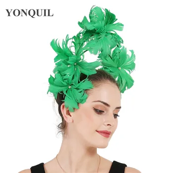 

New design feather flower hair fascinators headband for elegant women ladies party dinner headwear beautiful hair band 6pcs/lot