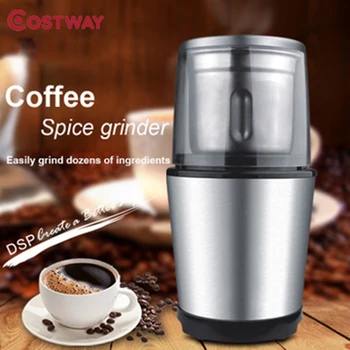 

COSTWAY Coffee Grinder Domestic Portable Italian Stainless Steel Bean Grinder Dry Seasoning Grinding Machine