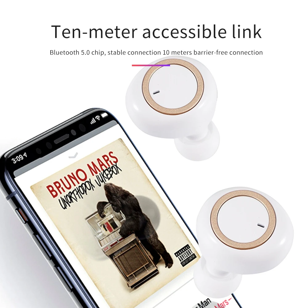 Bluetooth 5,0 Беспроводные наушники с микрофоном водонепроницаемые наушники для бега HD стерео беспроводные наушники Bluetooth для работы