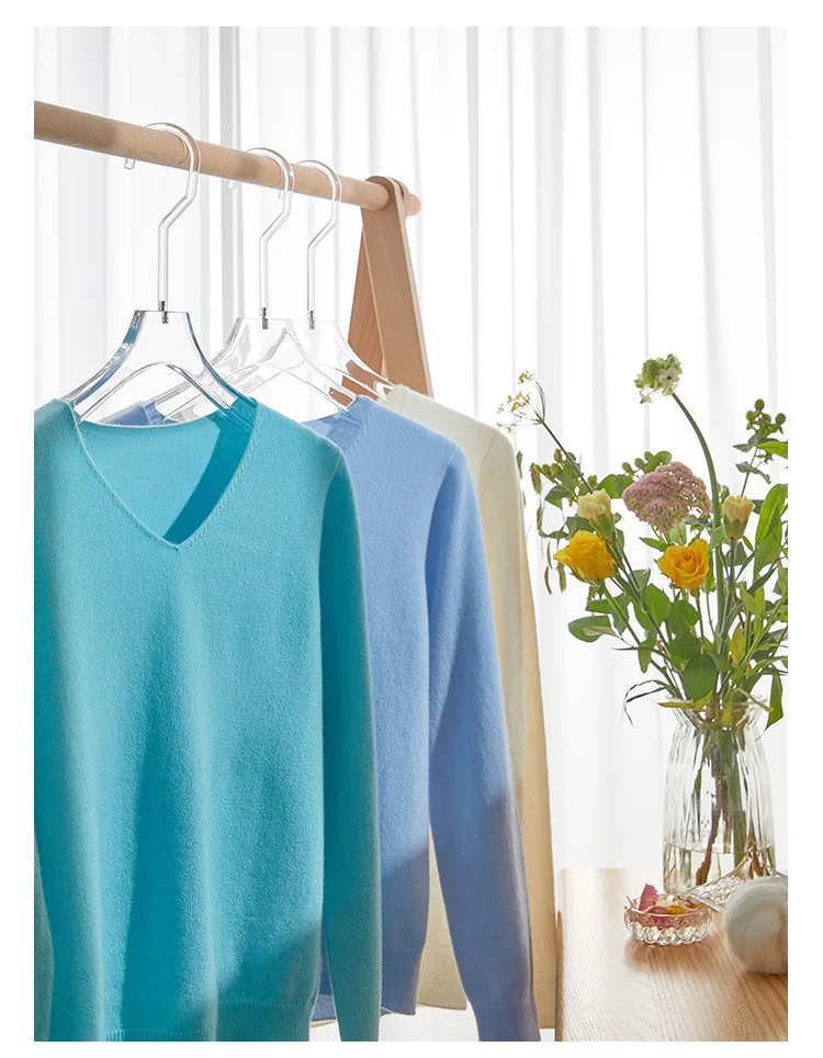 SuyaDream Women Sweaters High Quality 100%Cashmere Basic V neck Pullovers 2021 Fall Winter Simple Chic Knit Wear SuyaDream Women Sweaters High Quality 100%Cashmere Basic V neck Pullovers 2021 Fall Winter Simple Chic Knit Wear