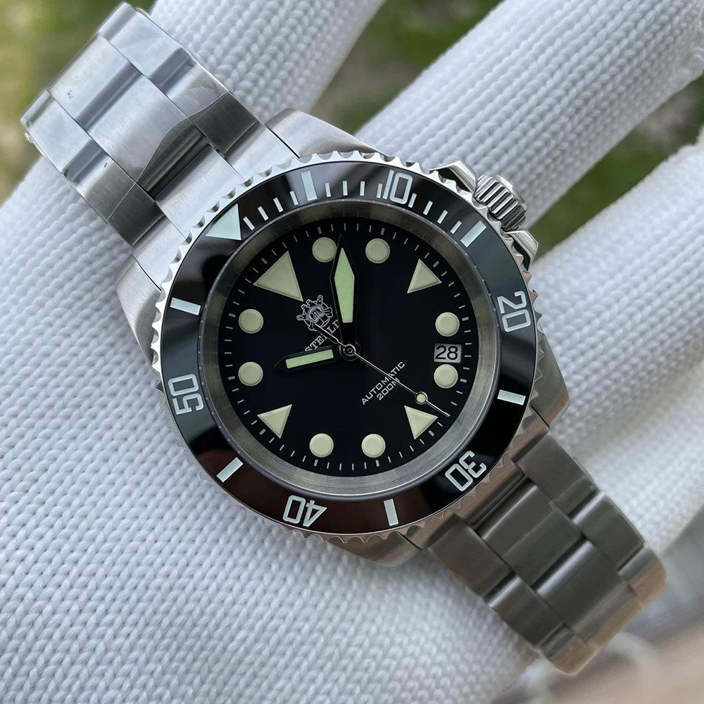 STEELDIVE SD1954 200M Water Resistance Men's Dive Watch 41mm Black Dial Sapphire NH35 Automatic Movement BGW9 Luminous Marks | Наручные