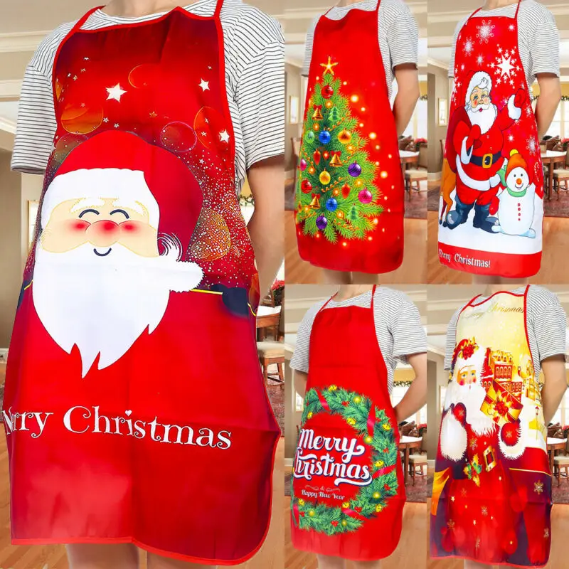 Christmas Santa Claus Sexy Aprons Funny Women Men Xmas Big Pocket Kitchen Baking Cooking Apron