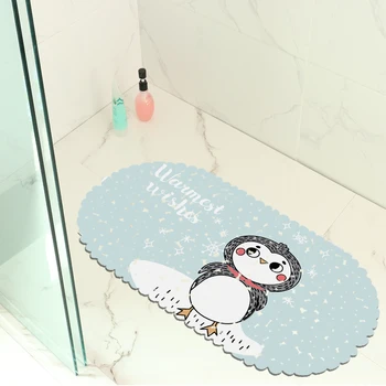 

Cartoon Animals Nonskid Sucker Bathroom Bath Mats Home Decor Eco-friendly Toilet Carpet PVC Oval Shower Mat Pad