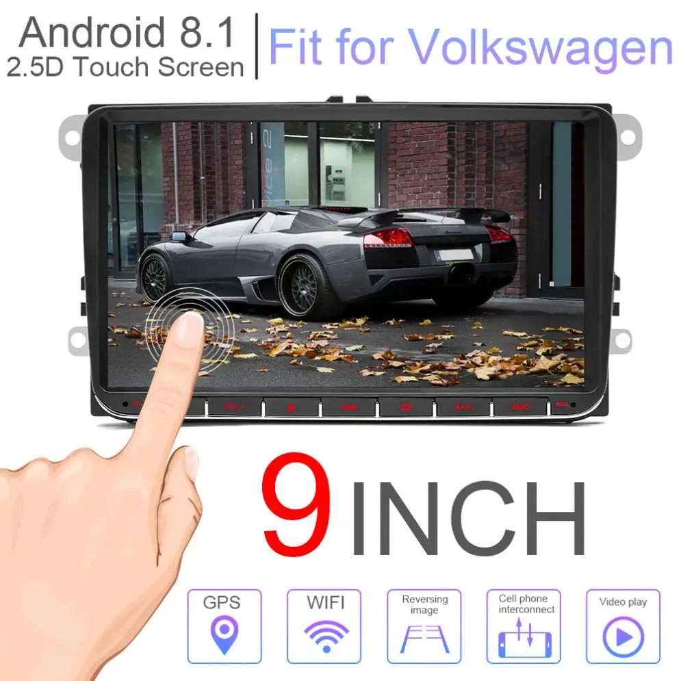 

2 DIN 9 Inch QUAD-core Android 8.1 Car MP5 GPS Navi Player Support Bluetooth / FM / Phonelink/WIFI/CarLife Fit for Volkswagen VW