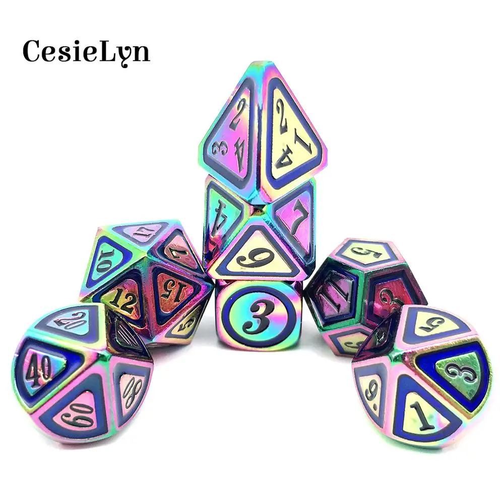 Набор металлических игральных костей D20 D6 D10 многогранные игральные кости для