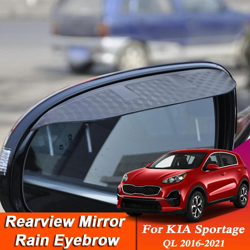 

2pcs Car-styling For KIA Sportage QL 2016-2021 Carbon Fiber Rearview Mirror Eyebrow Rain Shield Anti-rain Cover Auto Accessory