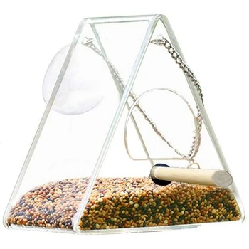 

Crylic Wild Bird Feeder Hanging Box with Suction Cup,Bird Feeder for Garden Yard Outside Decoration