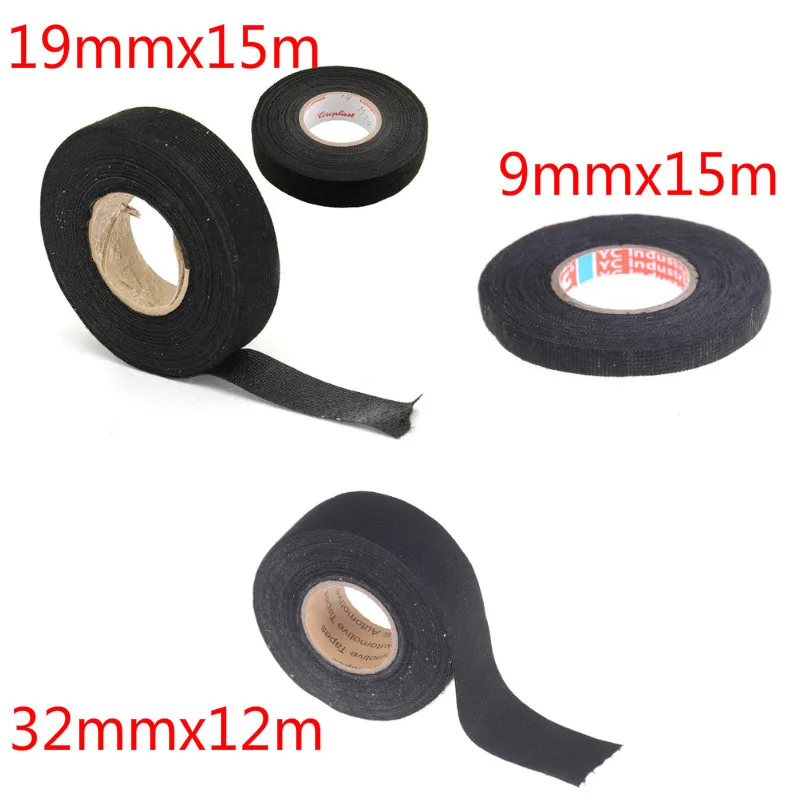 9/15/25mmx15m Heat-resistant Fabric Adhesive Tape Wiring Harness Tape Looms  Fabric Cloth Tape Adhesive Tape for Car Wiring Harness Wiring Harness  Protection