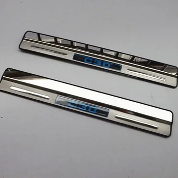 

for Volvo C30 2012-2015 Automobile Door Sill With Led Strip Welcome Pedal Trim Car Styling Stickers Accessories 2 Pcs