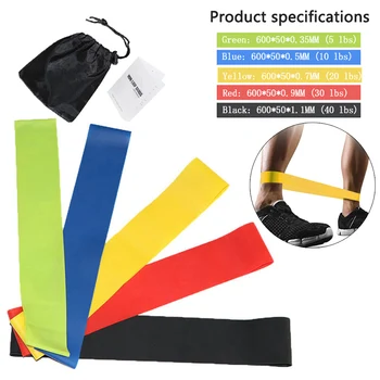 

5pcs Training Exercise Gym Strength Resistance Bands Pilates Sport Latex Fitness Bands Crossfit Workout Equipment