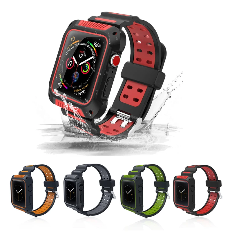 

New Shockproof Silicone Case And Strap for Apple Watch Series 5 4 3 2 1 38 42MM Band for iWatch Protector Cover Watchband Sports