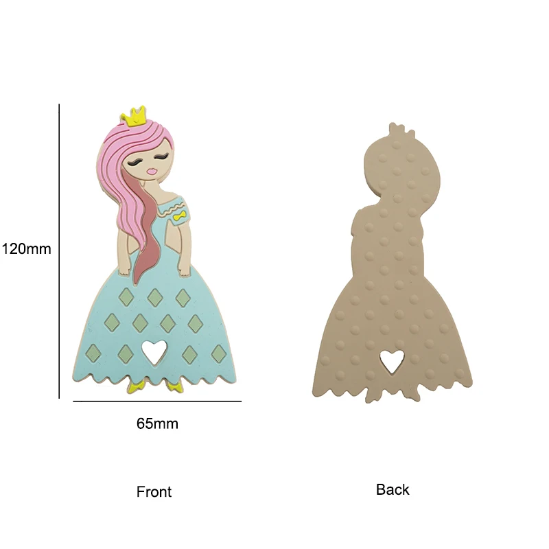 Chenkai 10PCS Silicone Princess Teether Baby Dummy Beautyful Girl Teething DIY Infant Dental Comfortable Pacifier Necklace Gifts