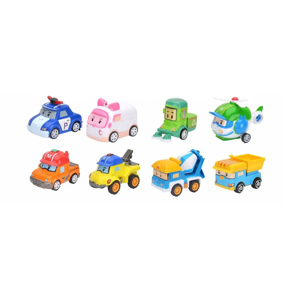 8pcs Set Korea Robo car Poli Korea Toys Robot Amber Roy Pull Back Car Toys Anime 2